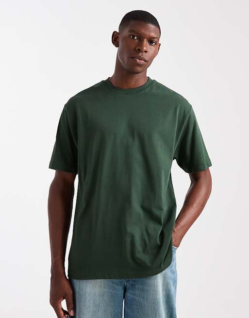 ASOS DESIGN Relaxed Fit T-shirt With Souvenir Print In Dark Green