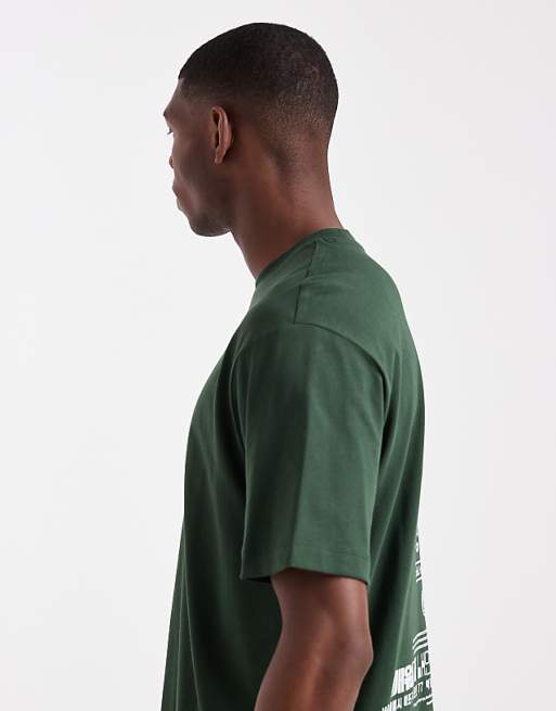 ASOS DESIGN Relaxed Fit T-shirt With Souvenir Print In Dark Green