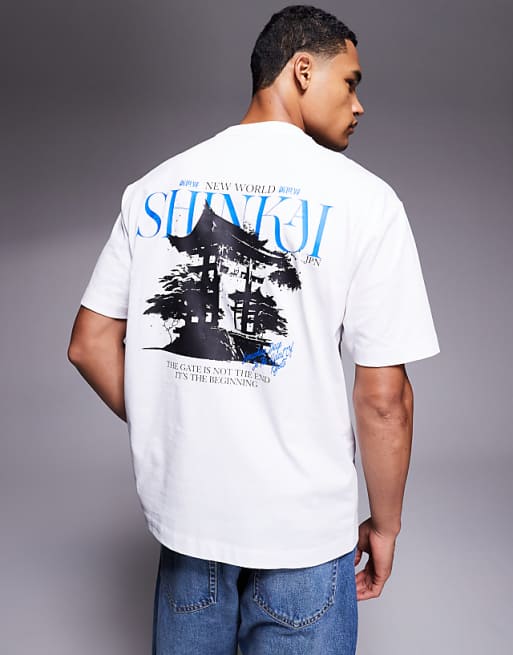 ASOS DESIGN relaxed fit t-shirt with souvenir print in white