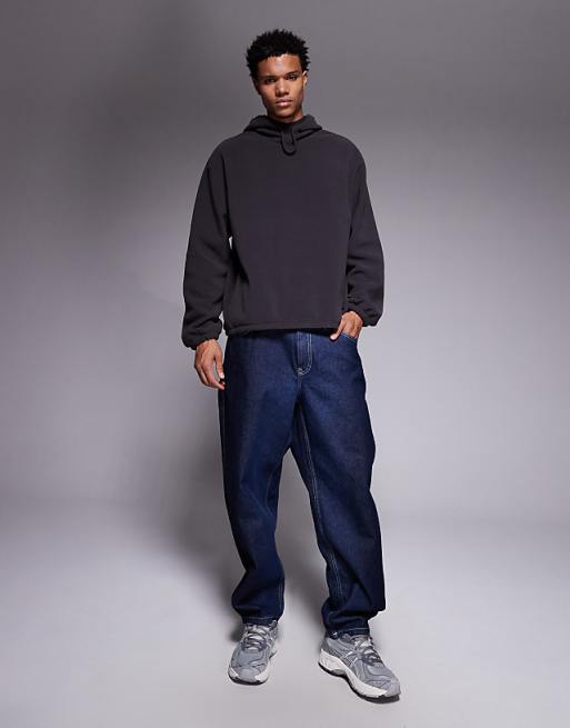 ASOS DESIGN Relaxed Fleece Hoodie In Charcoal