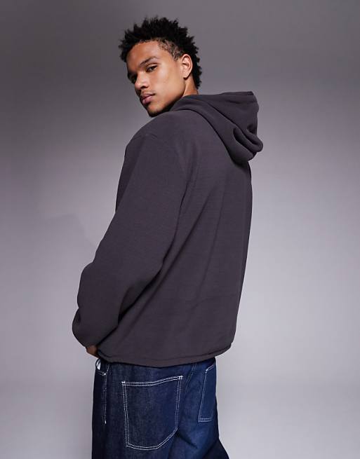 ASOS DESIGN Relaxed Fleece Hoodie In Charcoal