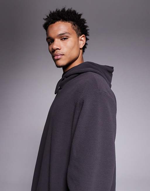 ASOS DESIGN Relaxed Fleece Hoodie In Charcoal