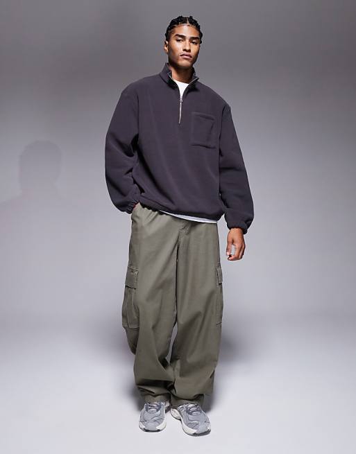 ASOS DESIGN Relaxed Fleece Sweatshirt In Charcoal