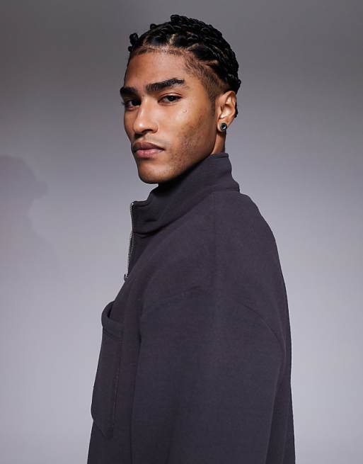 ASOS DESIGN Relaxed Fleece Sweatshirt In Charcoal