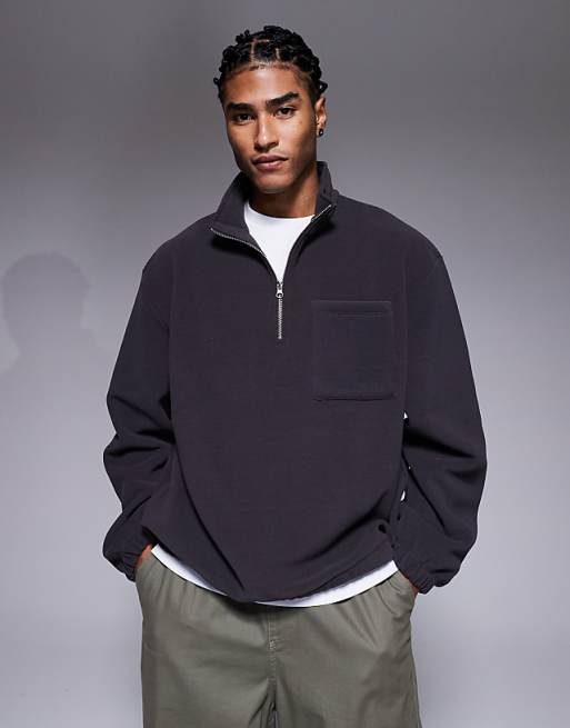 ASOS DESIGN relaxed fleece sweatshirt in charcoal