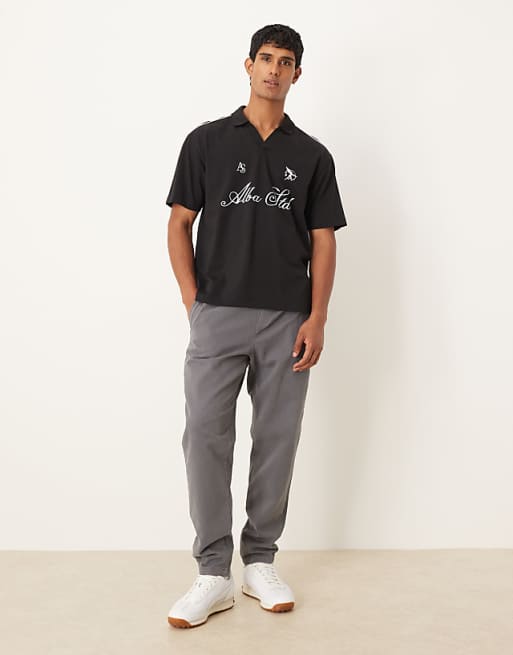 ASOS DESIGN Relaxed Heavyweight Polo With Print In Black
