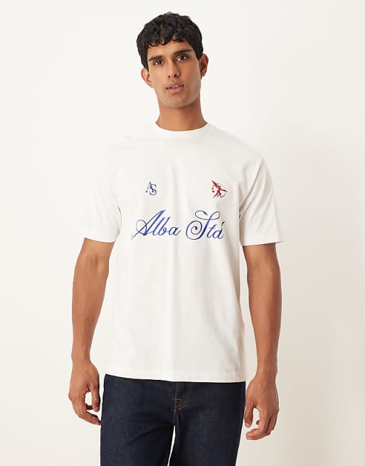 ASOS DESIGN relaxed heavyweight t-shirt with print in off white