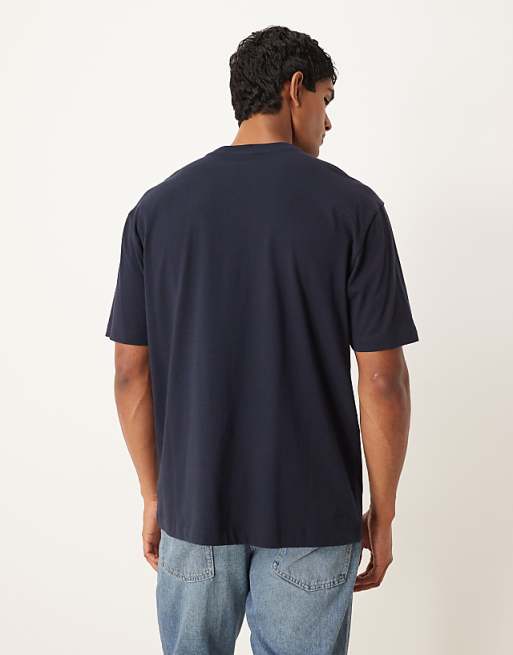 ASOS DESIGN Relaxed Heavyweight T-shirt With Text Embroidery In Navy