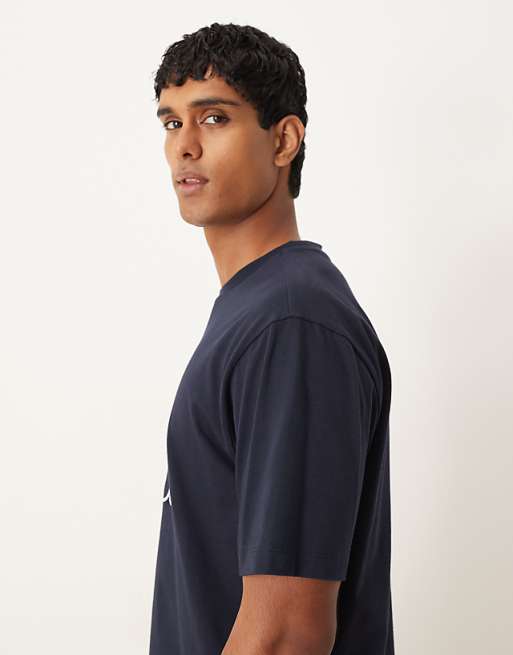 ASOS DESIGN Relaxed Heavyweight T-shirt With Text Embroidery In Navy