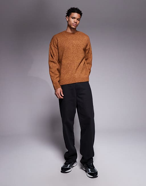 ASOS DESIGN Relaxed Knitted Crew Neck Jumper In Mustard