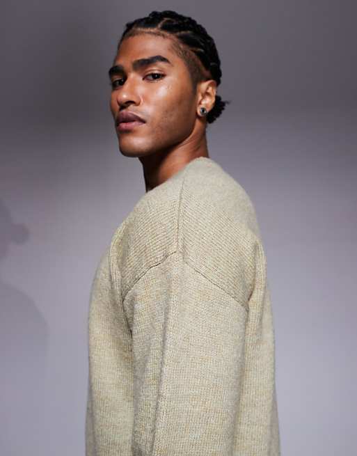 ASOS DESIGN Relaxed Knitted Crew Neck Jumper In Sage Green