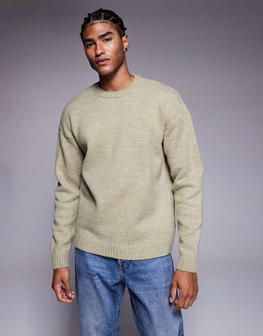 ASOS DESIGN relaxed knitted crew neck jumper in sage green