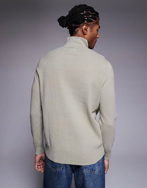 ASOS DESIGN Relaxed knitted Half Zip Jumper In Green