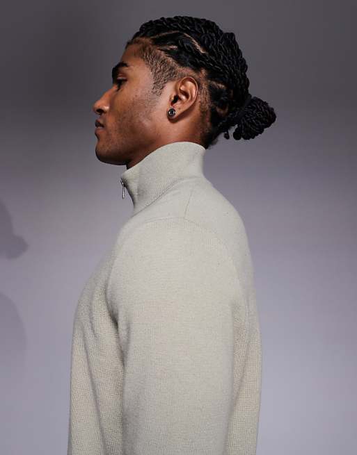 ASOS DESIGN Relaxed knitted Half Zip Jumper In Green