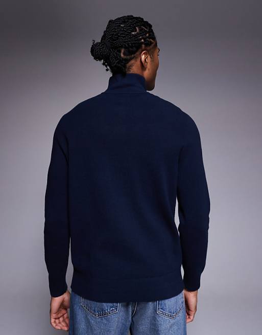 ASOS DESIGN Relaxed Knitted Half Zip Jumper In Navy