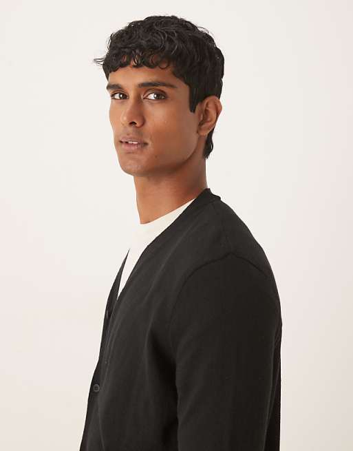 ASOS DESIGN Relaxed Knitted Lightweight Cardigan In Black
