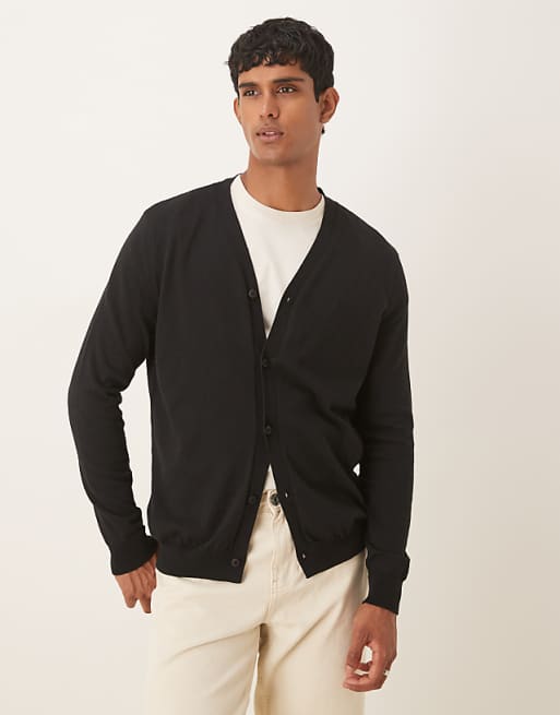 ASOS DESIGN relaxed knitted lightweight cardigan in black