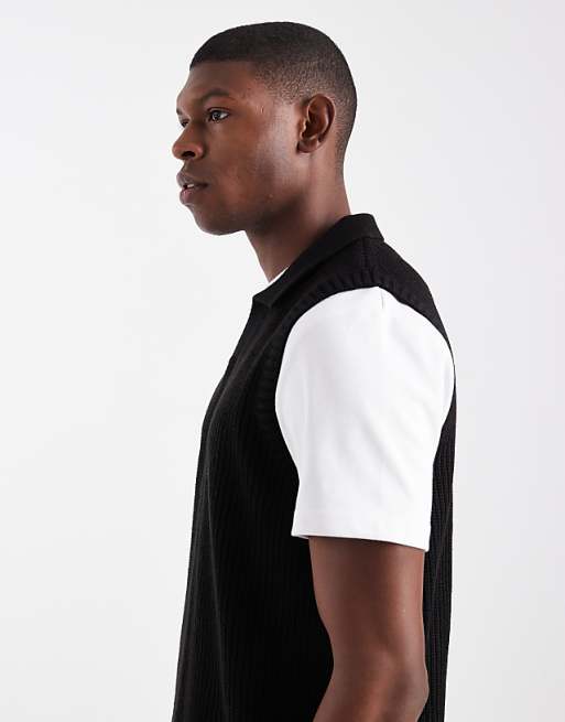ASOS DESIGN Relaxed Knitted Notch Neck Tank In Black