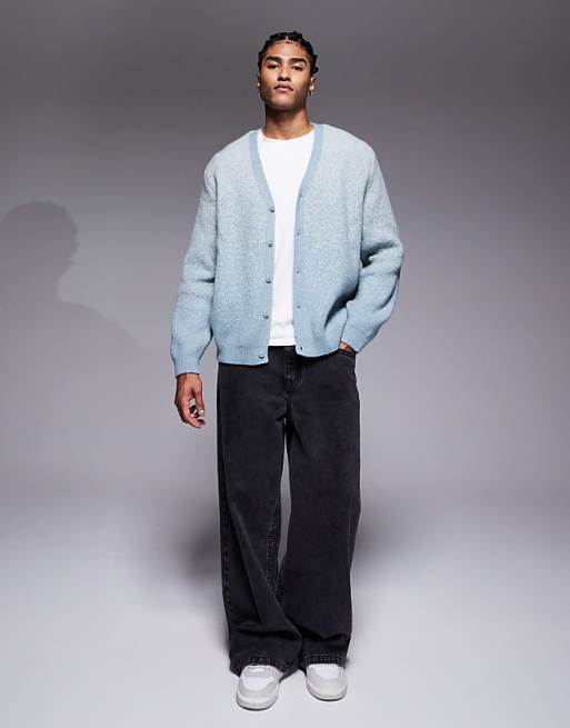 ASOS DESIGN Relaxed Knitted Ombre Cardigan In Blue
