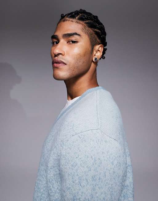 ASOS DESIGN Relaxed Knitted Ombre Cardigan In Blue