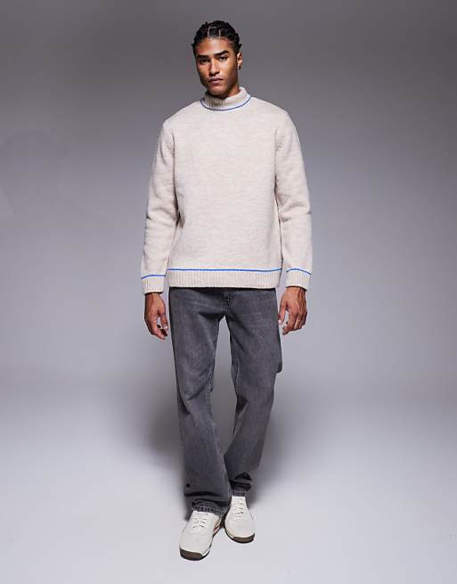 ASOS DESIGN Relaxed Knitted Turtle Neck Jumper In Ecru