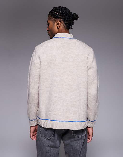 ASOS DESIGN Relaxed Knitted Turtle Neck Jumper In Ecru
