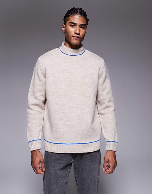 ASOS DESIGN relaxed knitted turtle neck jumper in ecru