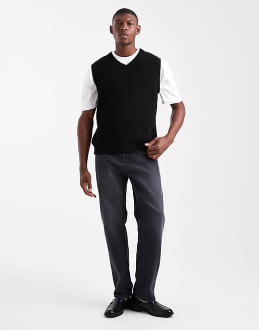 ASOS DESIGN Relaxed Knitted Vest In Black