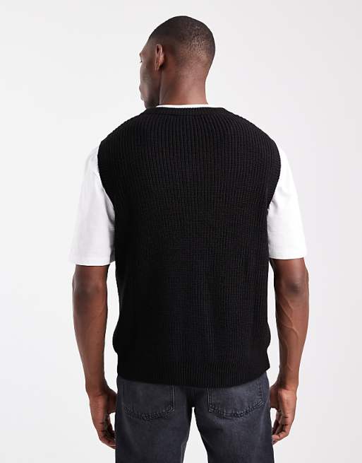 ASOS DESIGN Relaxed Knitted Vest In Black