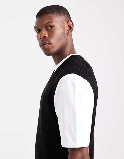 ASOS DESIGN Relaxed Knitted Vest In Black