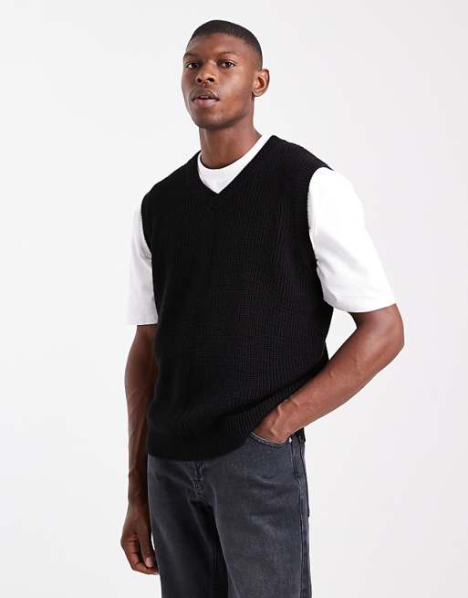 ASOS DESIGN relaxed knitted vest in black