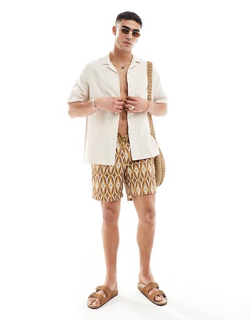 ASOS DESIGN Relaxed Linen Shirt With Revere Collar In Ecru