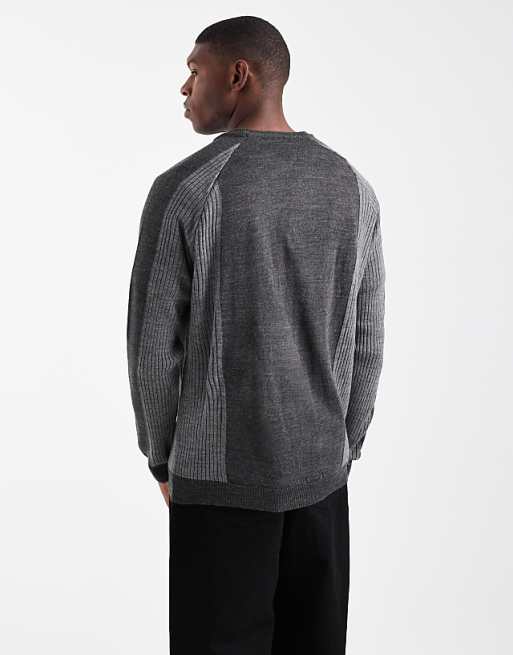 ASOS DESIGN Relaxed Long Sleeve Knitted Crew Neck Jumper With Raglan Sleeve In Grey