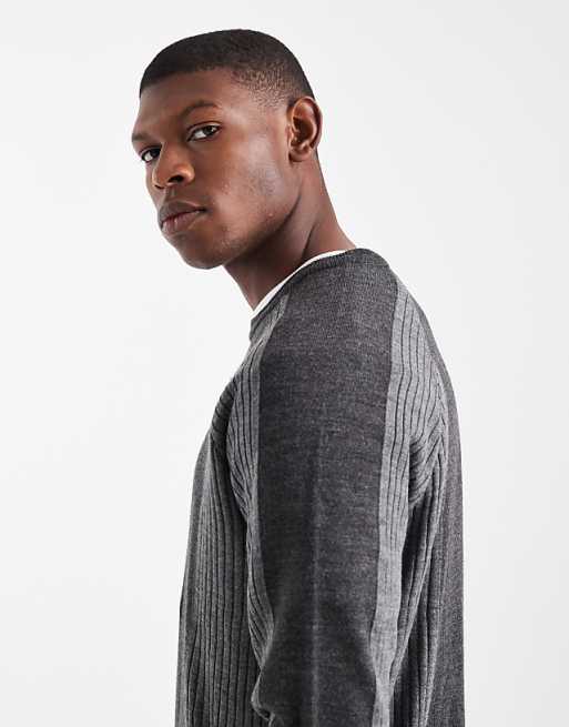 ASOS DESIGN Relaxed Long Sleeve Knitted Crew Neck Jumper With Raglan Sleeve In Grey