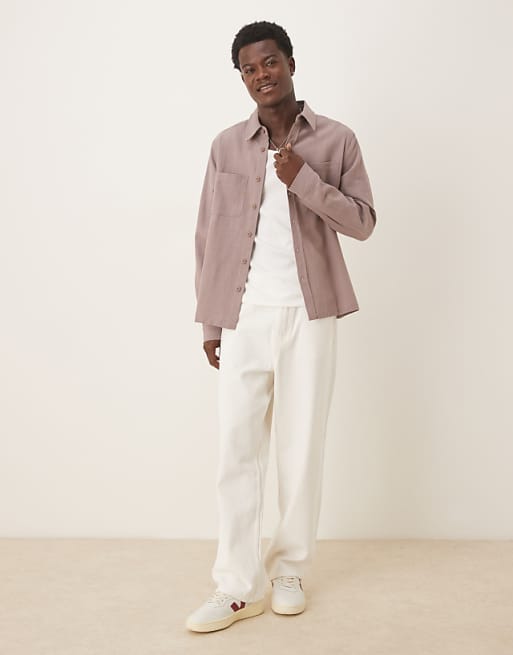 ASOS DESIGN Relaxed Long Sleeve Shirt With Pockets In Brown