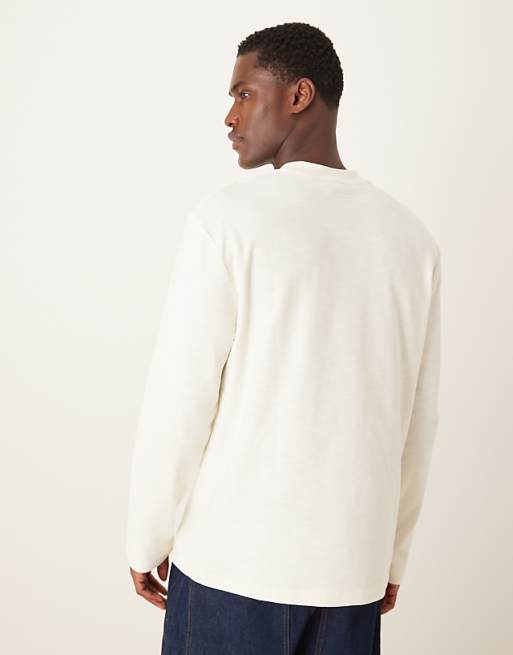 ASOS DESIGN Relaxed Long Sleeve T-shirt In Cream Texture