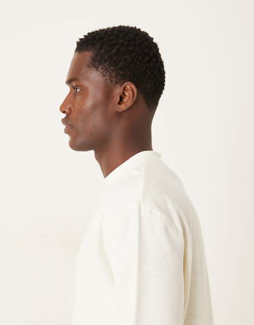 ASOS DESIGN Relaxed Long Sleeve T-shirt In Cream Texture