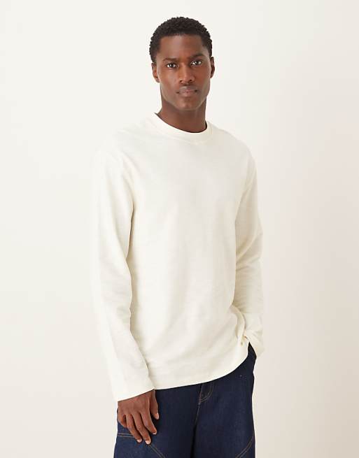 ASOS DESIGN relaxed long sleeve t-shirt in cream texture