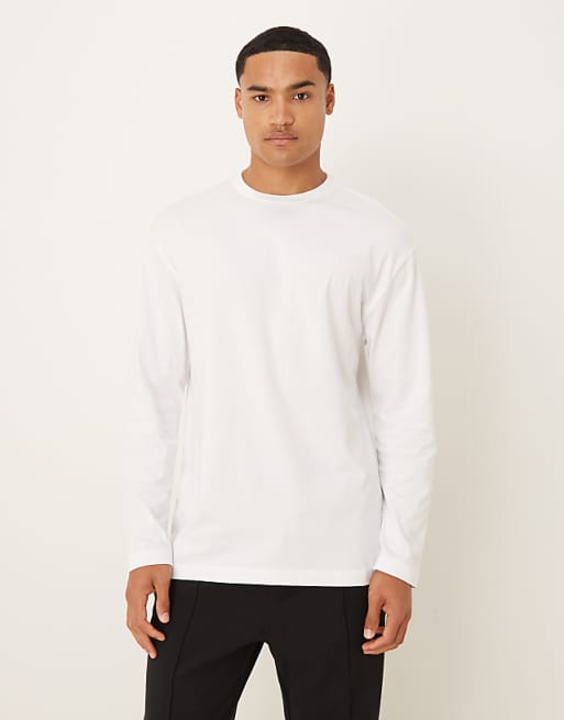ASOS DESIGN Relaxed Long Sleeve T-shirt With Back Print In White