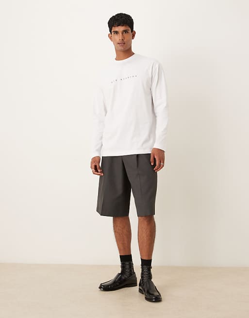 ASOS DESIGN Relaxed Long Sleeve T-shirt With Chest Print In White