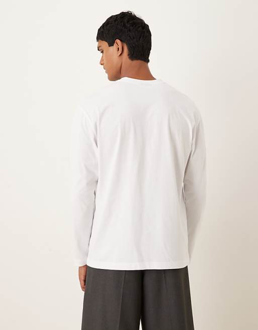 ASOS DESIGN Relaxed Long Sleeve T-shirt With Chest Print In White
