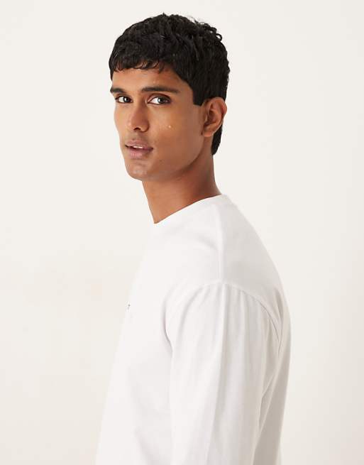 ASOS DESIGN Relaxed Long Sleeve T-shirt With Chest Print In White