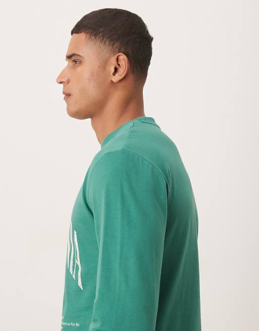 ASOS DESIGN Relaxed Long Sleeve T-shirt With Varsity Graphic In Green