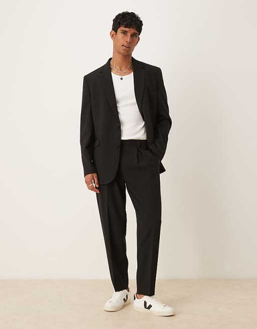 ASOS DESIGN relaxed longline suit in black