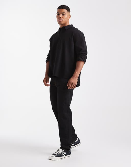 ASOS DESIGN Relaxed Overhead Shirt In Black