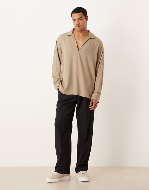 ASOS DESIGN Relaxed Overhead Shirt In Brown