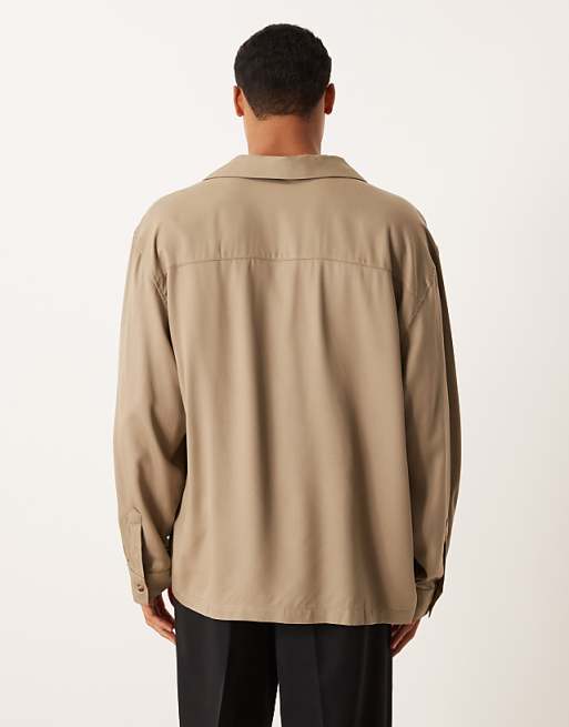 ASOS DESIGN Relaxed Overhead Shirt In Brown