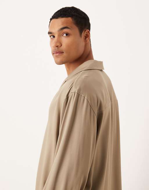 ASOS DESIGN Relaxed Overhead Shirt In Brown