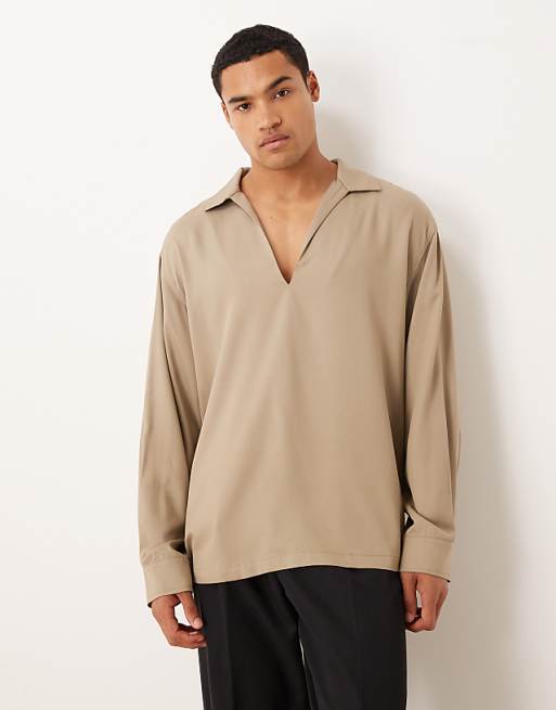 ASOS DESIGN relaxed overhead shirt in brown