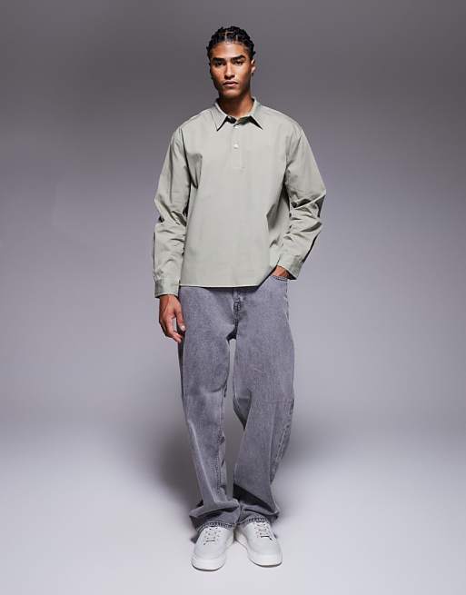 ASOS DESIGN Relaxed Overhead Shirt In Sage
